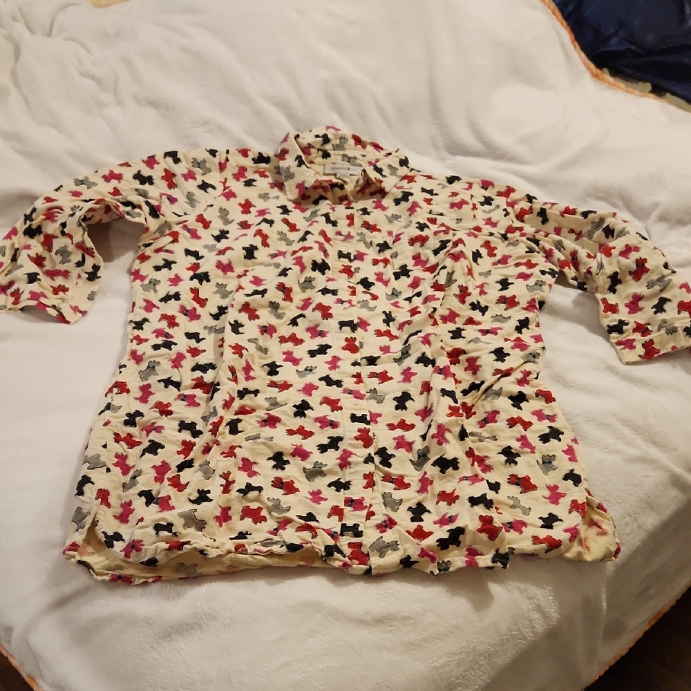 Women's Pajama Short Dress with Scotty Dog Pattern
